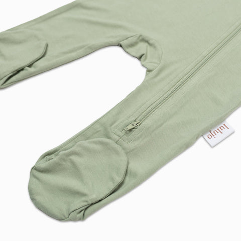 Lulujo - Bamboo Footed Sleepsuit - Sage Green - Size Newborn