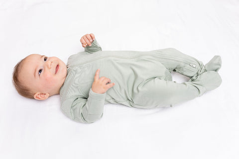 Lulujo - Bamboo Footed Sleepsuit - Sage Green - Size M (3-6 months)