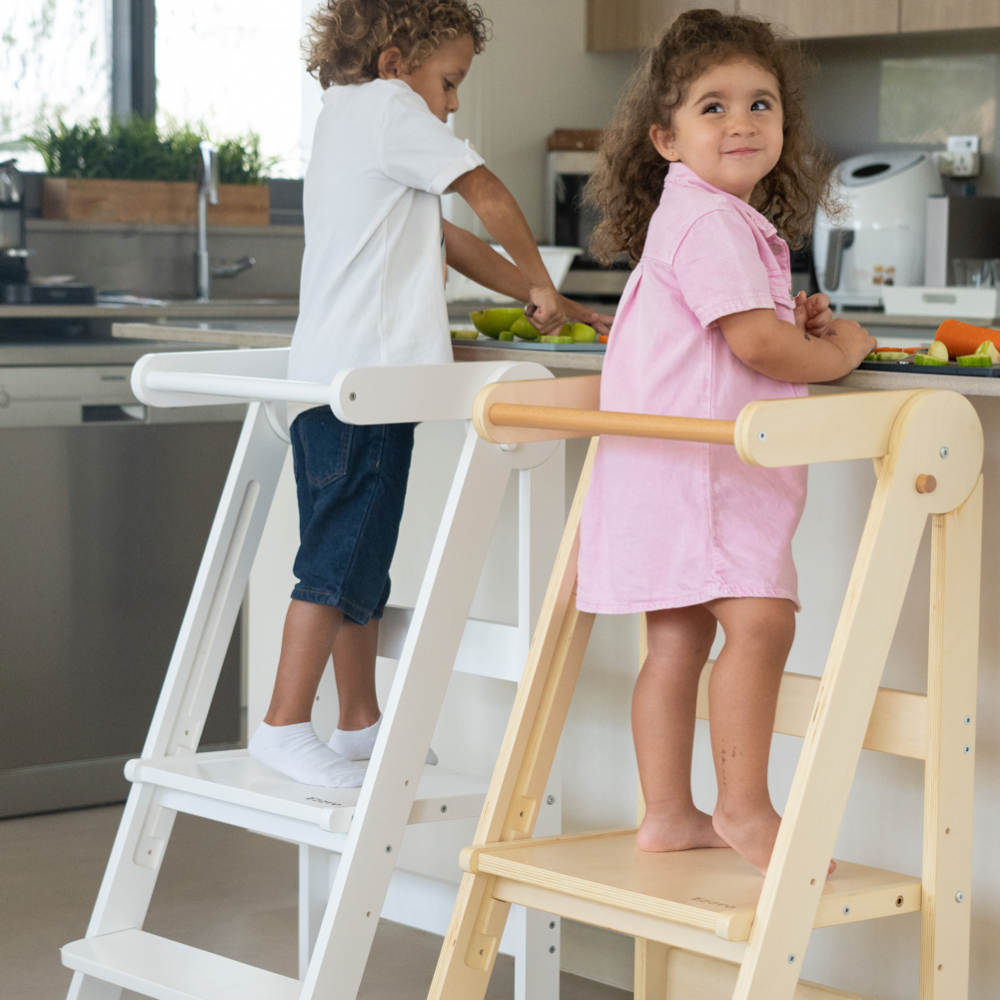 Folding Kitchen Tower natural or white Toy Box