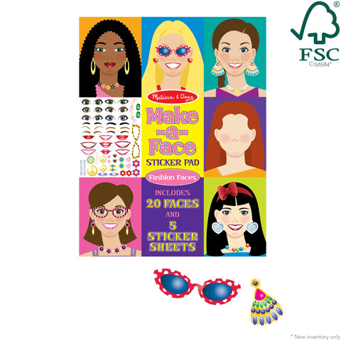 Make-a-Face Fashion Faces Sticker Pad