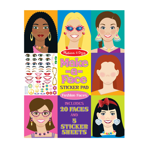Make-a-Face Fashion Faces Sticker Pad