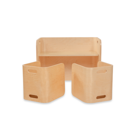 Nordic Style Montessori Children's Table Set with 2 Chairs