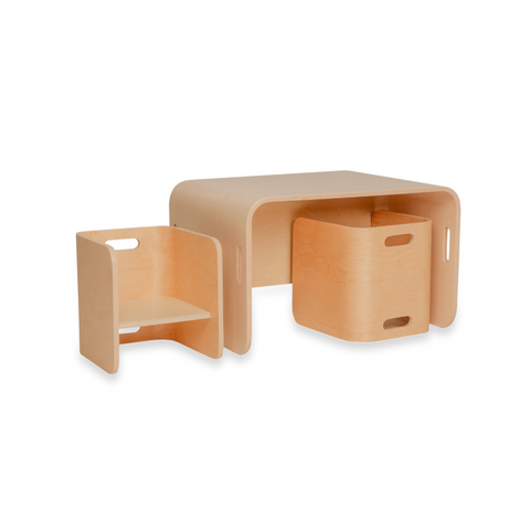 Nordic Style Montessori Children's Table Set with 2 Chairs