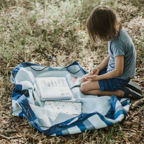 Play&Go - Outdoor Playmat and Storage bag - Blue Green Stripes