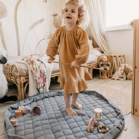 Play&Go - Playmat & Storage Bag - Organic Dusty Blue