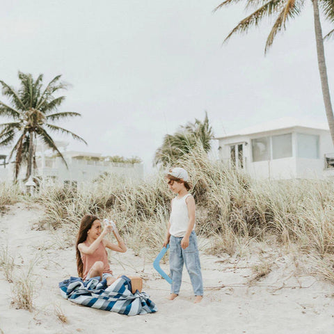 Play&Go - Outdoor Playmat and Storage bag - Blue Green Stripes