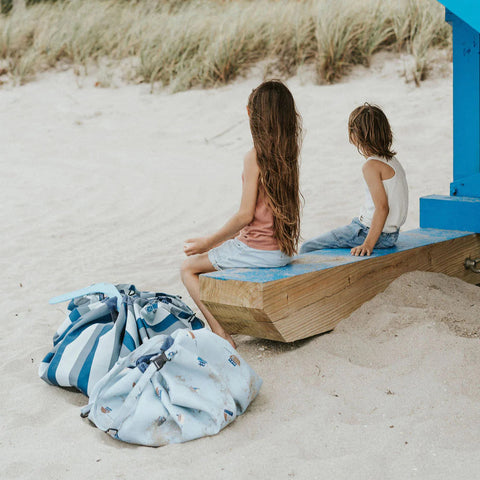 Play&Go - Outdoor Playmat and Storage bag - Blue Green Stripes