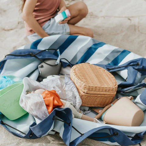 Play&Go - Outdoor Playmat and Storage bag - Blue Green Stripes