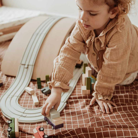 Play&Go - Playmat and Storage bag Organic - Grid Brown