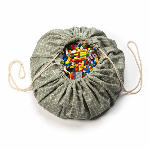 Play and Go - Playmat and Storage bag Organic - Grid Green