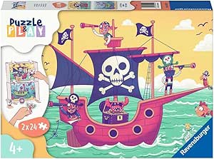 Puzzle & Play: Land in Sight Jigsaw Puzzle Set – 2×24 Pieces Pirate Adventure