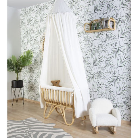 Rattan Cradle 80x40 + Mattress + Cover Off White - Brown