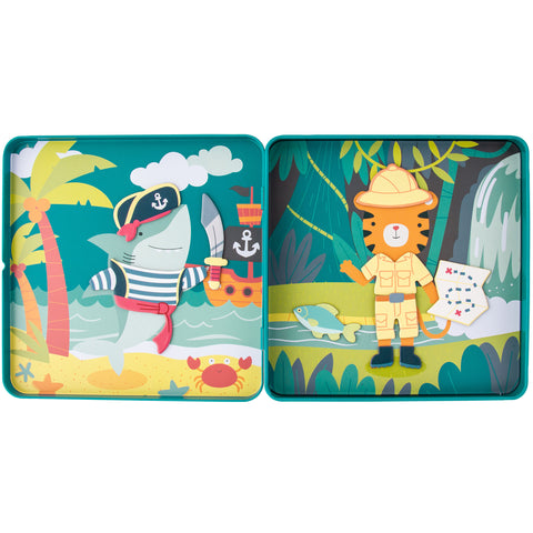 Travel Tin Magnetic Dress Up Doll - Shark And Tiger