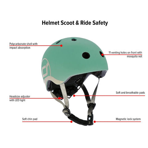 Scoot and Ride - Kid's Adjustable Safety Helmet - Olive - S-M