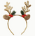 Christmas Headbands Set Glitter Reindeer Antlers Bells Pine  Gold
