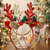 Christmas Headband Set Glitter Reindeer Antlers Bells Pine Red