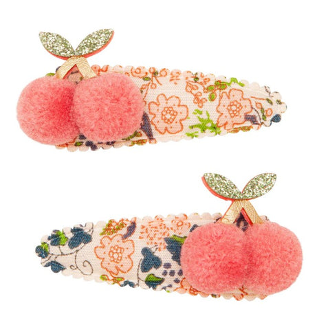 Pom pom cherry clips PINK MULTI