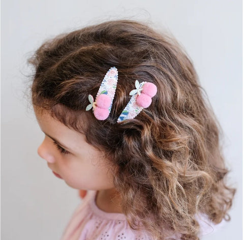 Pom pom cherry clips PINK MULTI