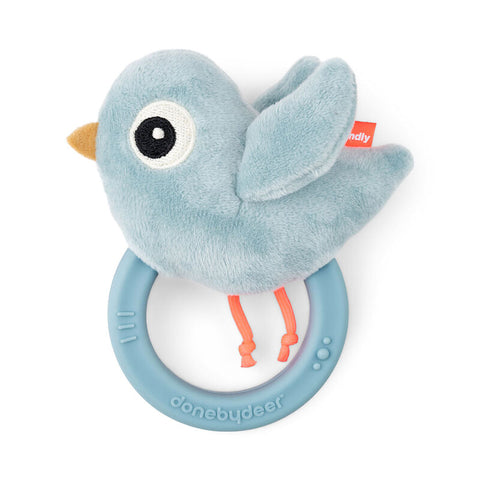 Sensory Rattle W/Teether Birdee Blue