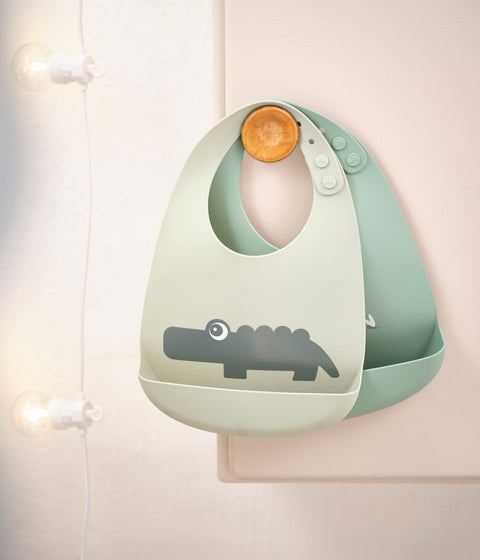 Silicone Bib 2-Pack Croco Green