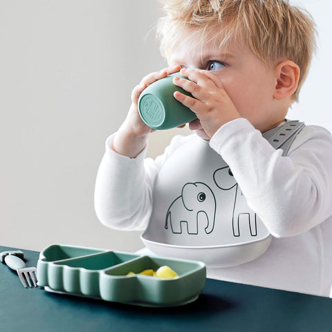  Silicone Stick&Stay Snack Plate Croco Green