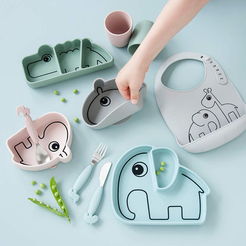  Silicone Stick&Stay Snack Plate Croco Green