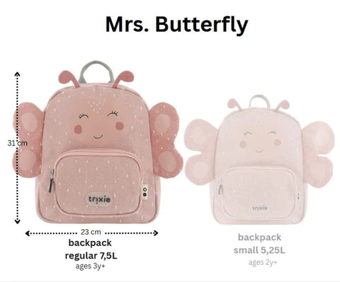 Trixie - School Essential Set of 3 - Backpack Regular 12-Inch/7.5L + Leakproof Lunch Box with Clips + Stainless Steel Water Bottle 500ml - Mrs. Butterfly