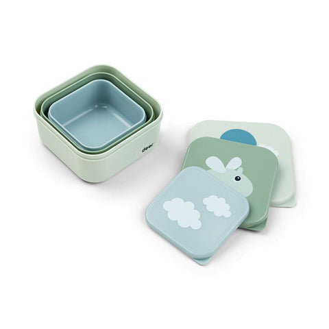Snack Box Set 3 Pcs Happy Clouds Green