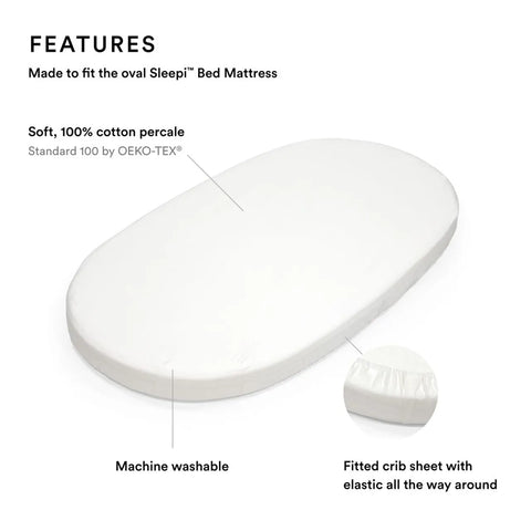 Stokke - Fitted Sheet For Sleepi Bed V3 Only - White