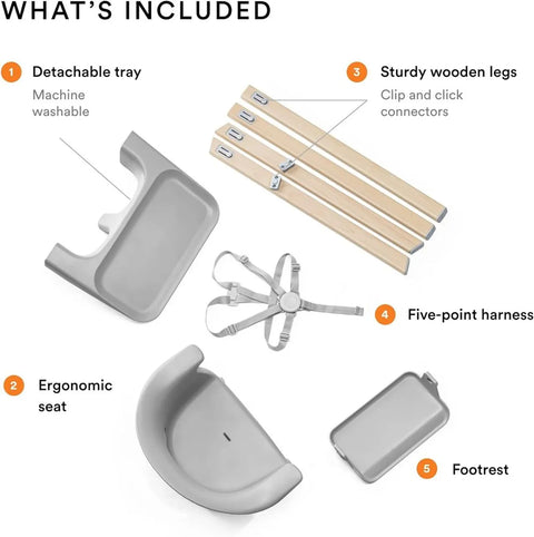 Stokke - Clikk High Chair Bamboo Legs - Cloud Grey
