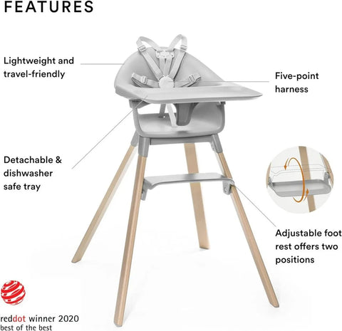 Stokke - Clikk High Chair Bamboo Legs - Cloud Grey