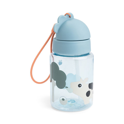 Straw Bottle Tiny Farm Blue