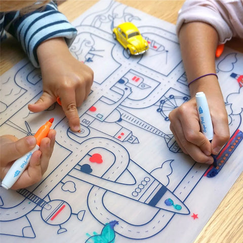 City Circuit Colouring Playmat