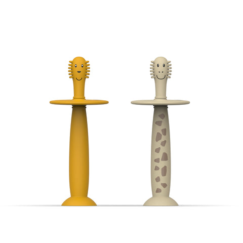 Training Toothbrush With Stopper - Lion and Giraffe