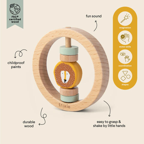 Trixie:Wooden round rattle - Mr. Lion