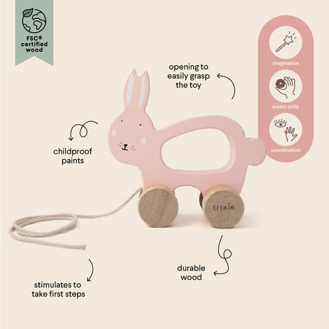 Trixie:Wooden pull along toy - Mrs. Rabbit