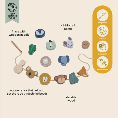 Trixie - Wooden animal lacing beads