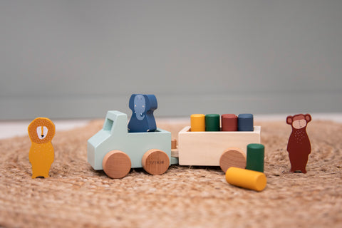 Trixie - Wooden animal car with trailer