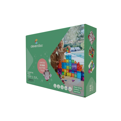 Cleverclixx Magnetic Tiles - Inventive Pack Intense 110 pieces + 15 FREE Tiles