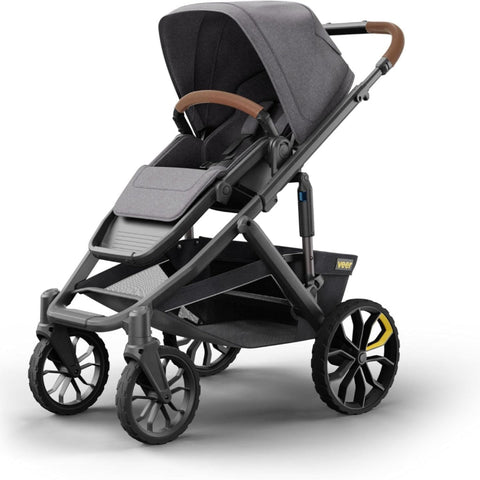 Veer Switch&Roll Leather Kit | Premium All-Terrain Convertible Stroller System with Switchback Seat, &Roll Frame, Napa Leather Handle & Bumper Bar Grips | Gray Granite