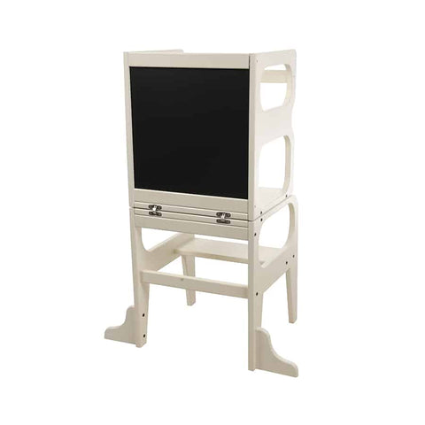 100% Natural Beech Wood Learning Tower - White