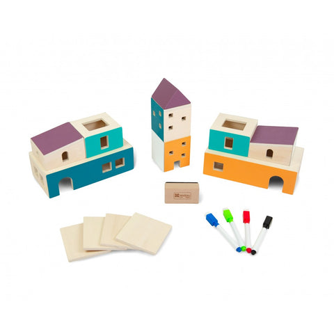 City Walls - Magnetic wooden houses