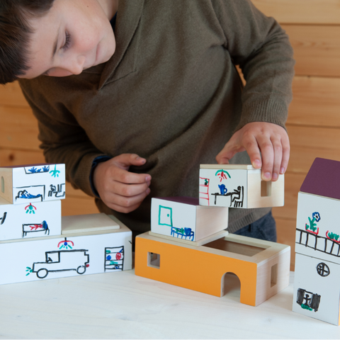 City Walls - Magnetic wooden houses