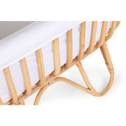 Rattan Cradle 80x40 + Mattress + Cover Off White - Brown