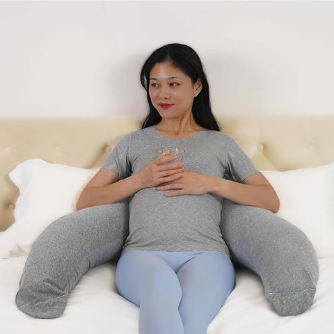 MOON Organic C Shaped Maternity Pillow-Light Grey