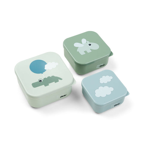 Snack Box Set 3 Pcs Happy Clouds Green