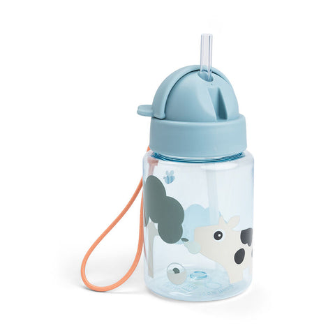 Straw Bottle Tiny Farm Blue