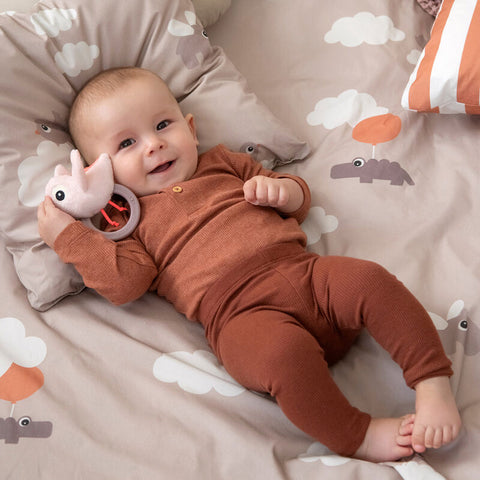 Sensory Rattle W/Teether Birdee Powder