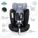 MOON GYRO Baby Car Seat for Child Group 0+/1/2/3 (0-36 kg/0-12 Year) ISOFIX+ Top Tether Rotation 360° - Black