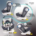 MOON GYRO Baby Car Seat for Child Group 0+/1/2/3 (0-36 kg/0-12 Year) ISOFIX+ Top Tether Rotation 360° Grey